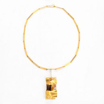 Björn Weckström, Halsband "Janus", 14K guld, rökkvarts och bergskristall. Lapponia 1967.