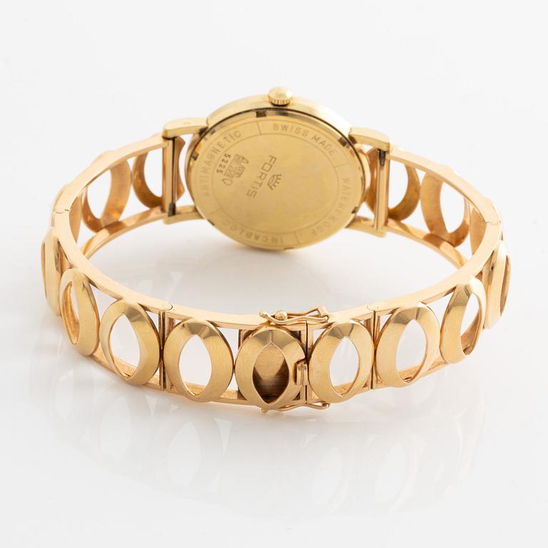 Fortis, Streamline, armbandsur, 18K guld, 34 mm.