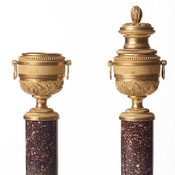 A pair of Louis XVI late 18th century candlesticks/cassolettes.