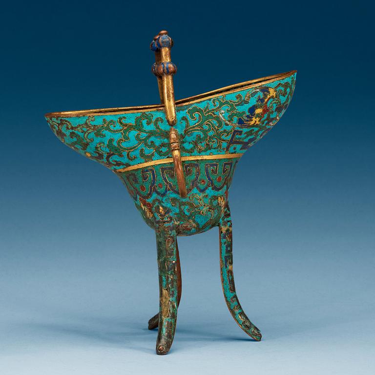 OFFERKÄRL, cloisonné. Qing dynastin (1644-1912).