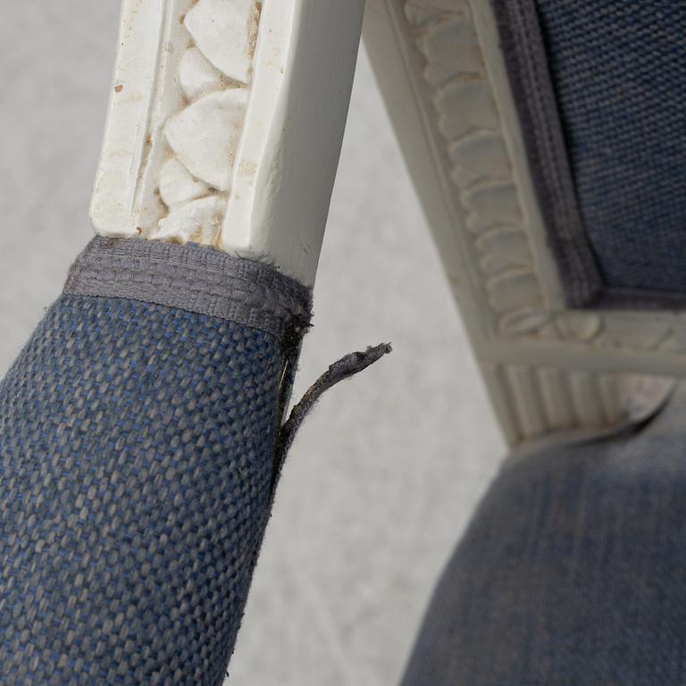 Armchairs, a pair, Gustavian style, circa 1900.