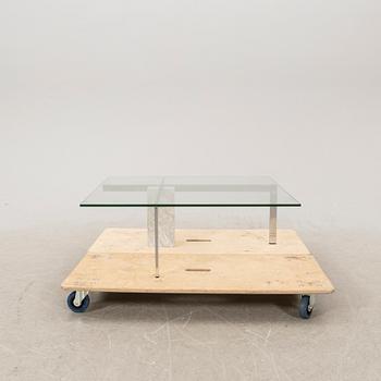 A marble, glass and metal coffee table late 20th century.