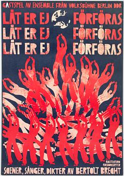 AFFISCH, "Låt er ej förföras", Bertolt Brecht, Riksteatern, 1973.