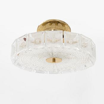 Carl Fagerlund, a glass and brass ceiling light, Orrefors.