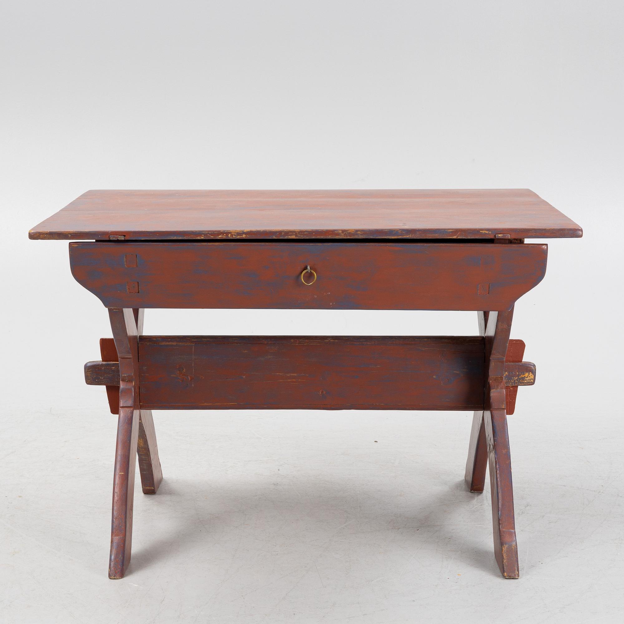 A painted pine table, 19th Century.