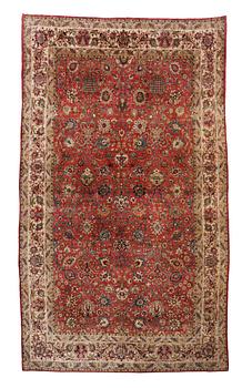 1744. SEMI-ANTIQUE SILK KASHAN. 325 x 183-205,5 cm.