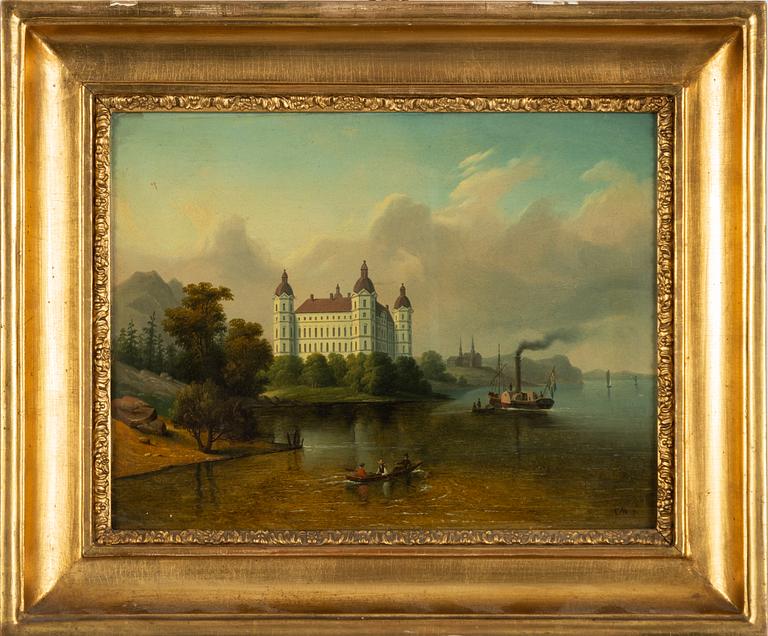 Carl Abraham Rothstén, Figures and boats on Skofjärden in Mälaren by Skokloster Castle.