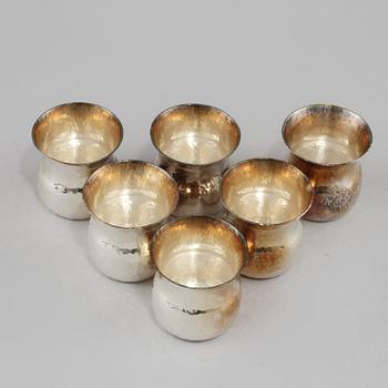 PUNSCHMUGGAR, 6 st, silver, Löfman, MEMA, Linköping, 1989. Vikt 335 g.