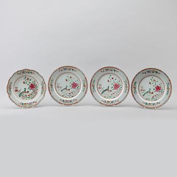 TALLRIKAR, 4 st, porslin, Kina, Qianlong 1736-1795.
