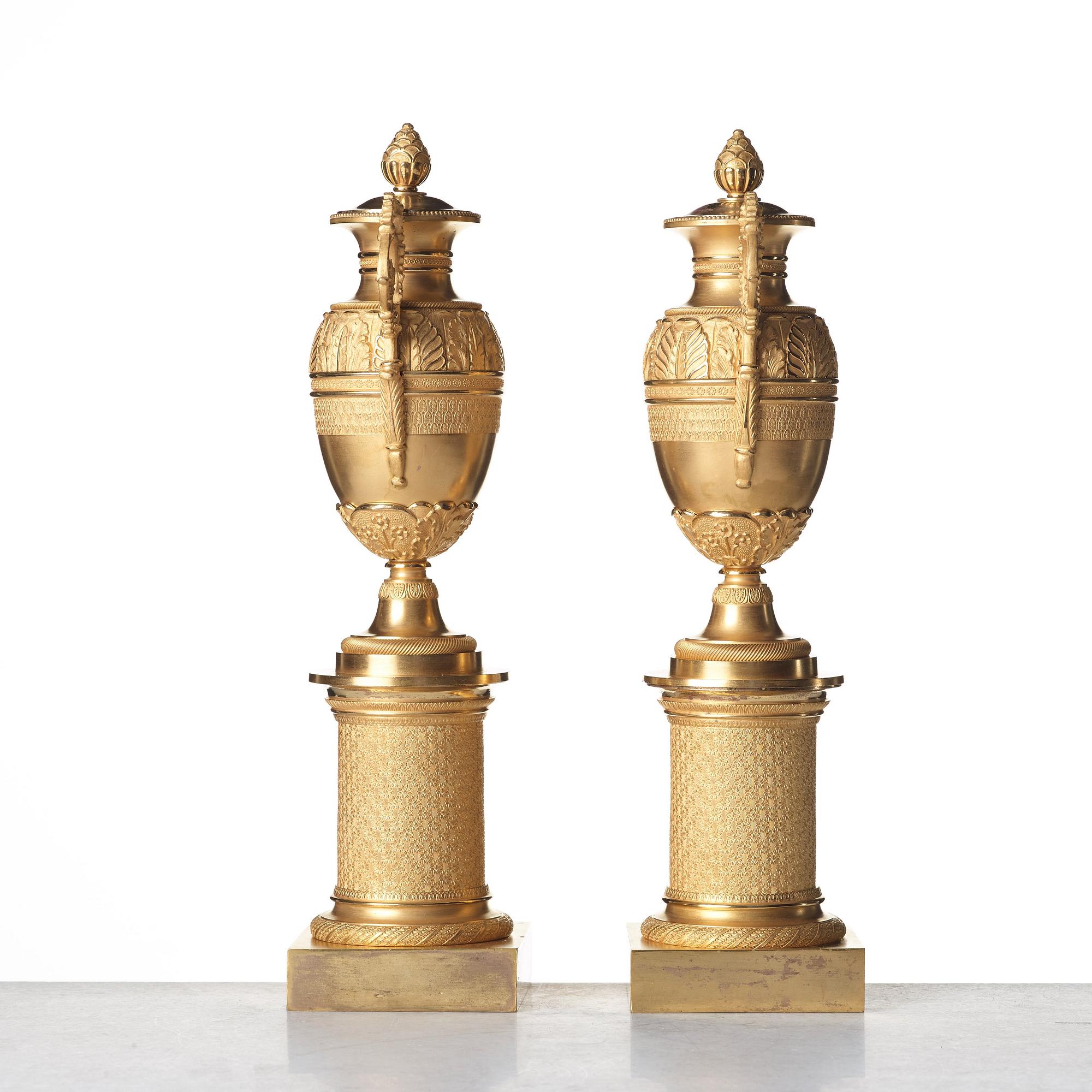 CASOLETTER, för ett ljus, ett par, Frankrike, 1800-talets början, empire.