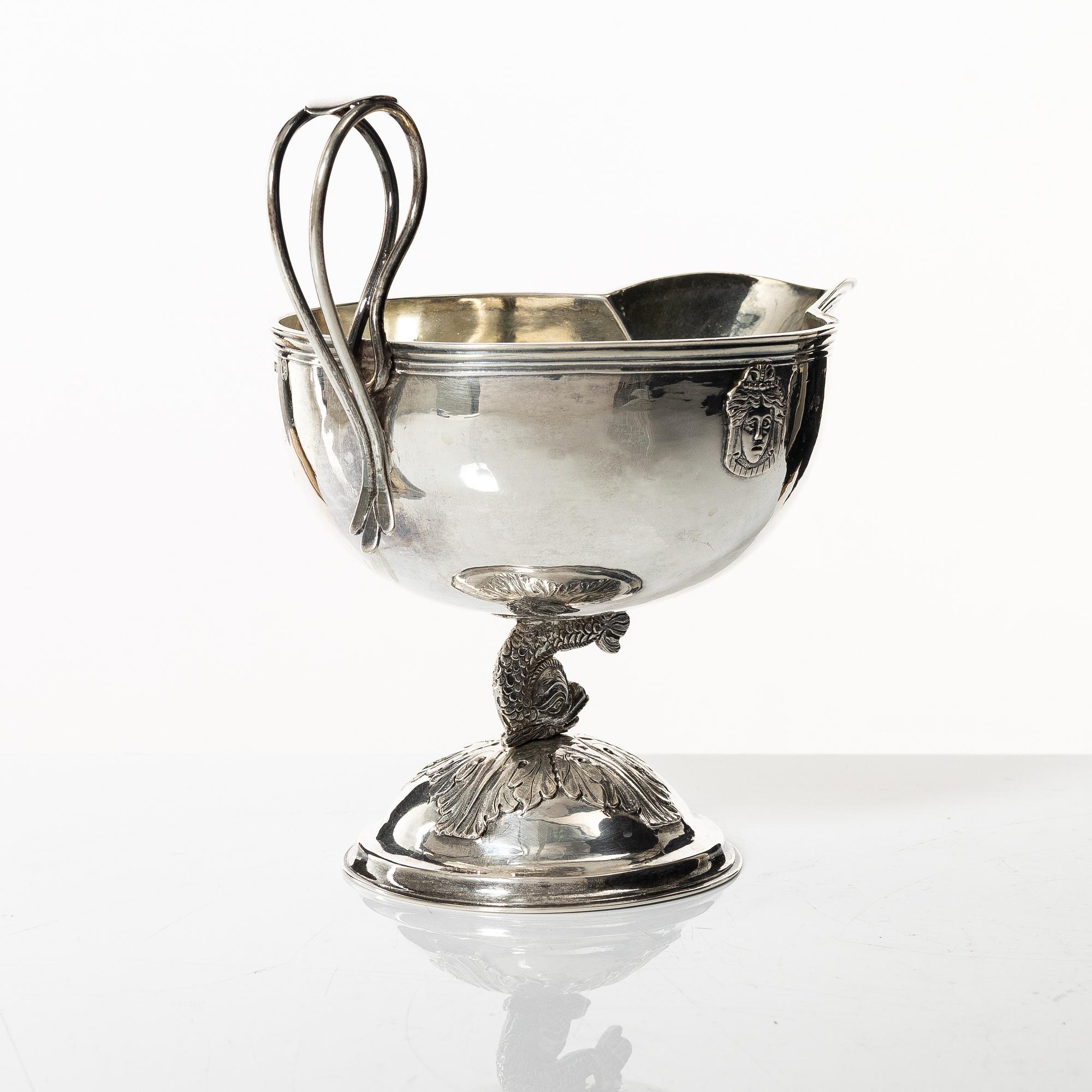 A parcel gilt Swedish silver gravy boat, mark of Anders Johan Lignell, Sundsvall 1818.