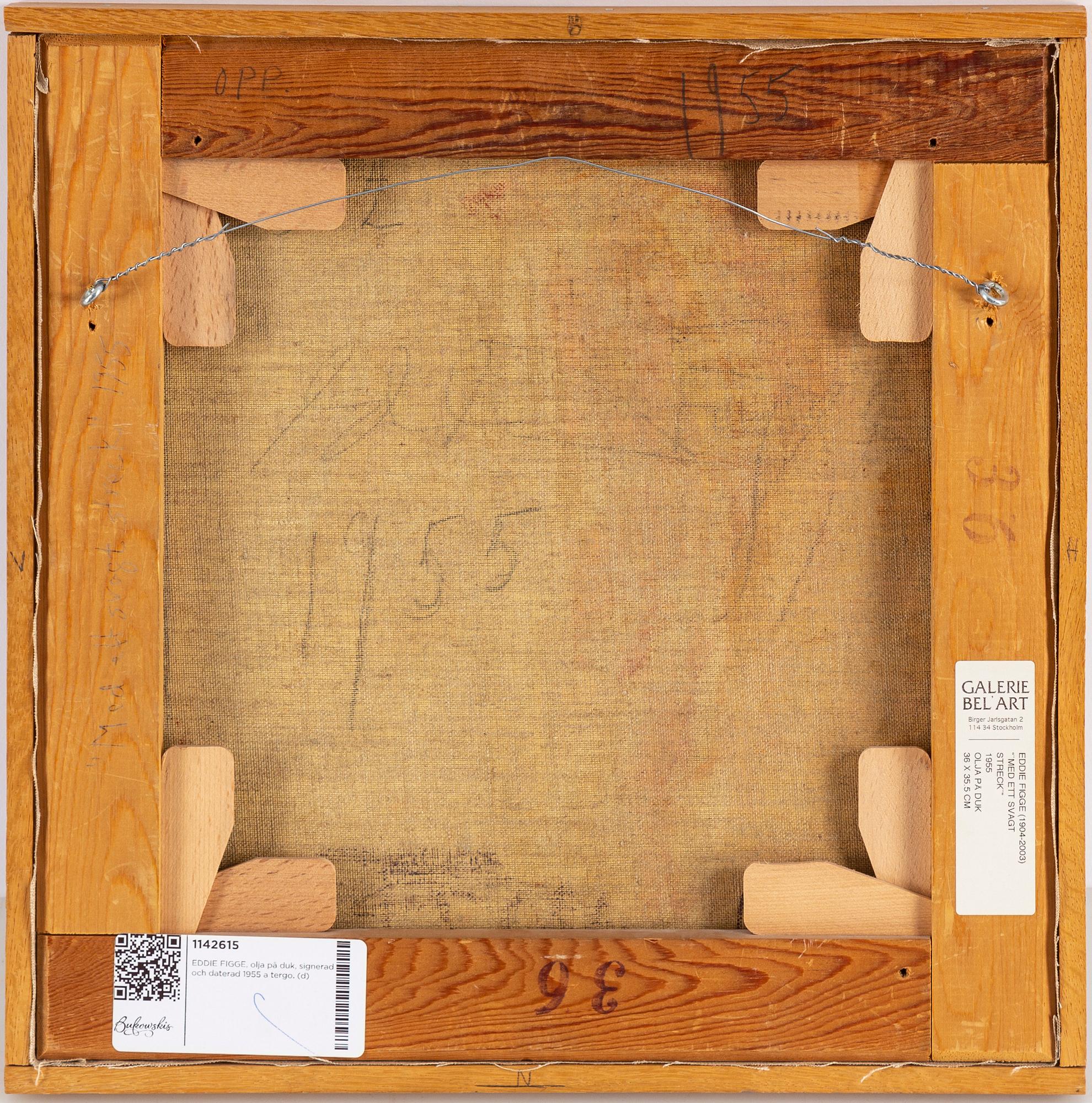 EDDIE FIGGE, olja på duk, signerad och daterad 1955 a tergo.