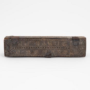 A Swedish carved wooden box, 18th/19th Century.