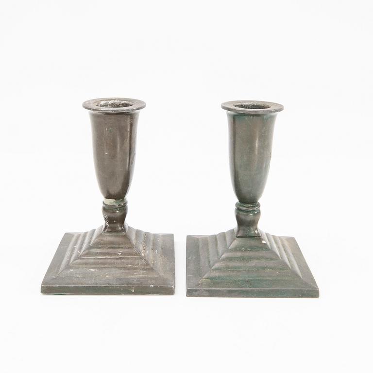 Just Andersen, Candle holders, 2 pairs, Denmark, first half of the 20th century.