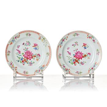 A set of six famille rose dessert dishes, Qing dynasty, Qianlong (1736-95).