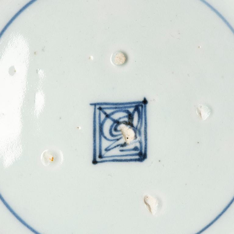 A set of four imari dishes, a blue and white bowl and a Japanese lacker box, Meiji period (!868-1912).