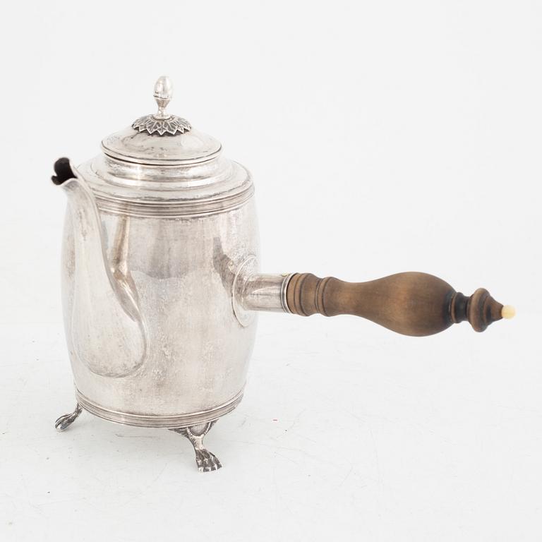 A Swedish Silver Empire Coffee Pot, mark of Gustaf Folcker, Stockholm 1817.