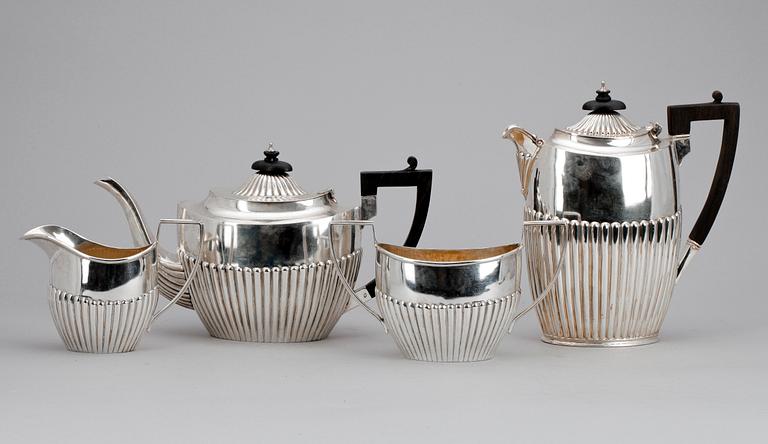 KAFFE- OCH TESERVIS, silver, bl a Birmingham och Sheffield, England, 1800-talets slut.