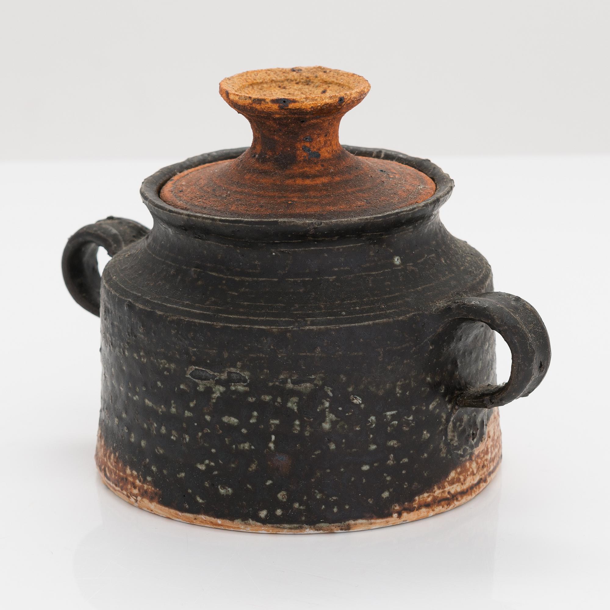 Kyllikki Salmenhaara, sockerskål, stengods, signerad KS Arabia.