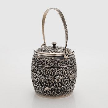 A late 19th-century silver parcel-gilt jar, India.