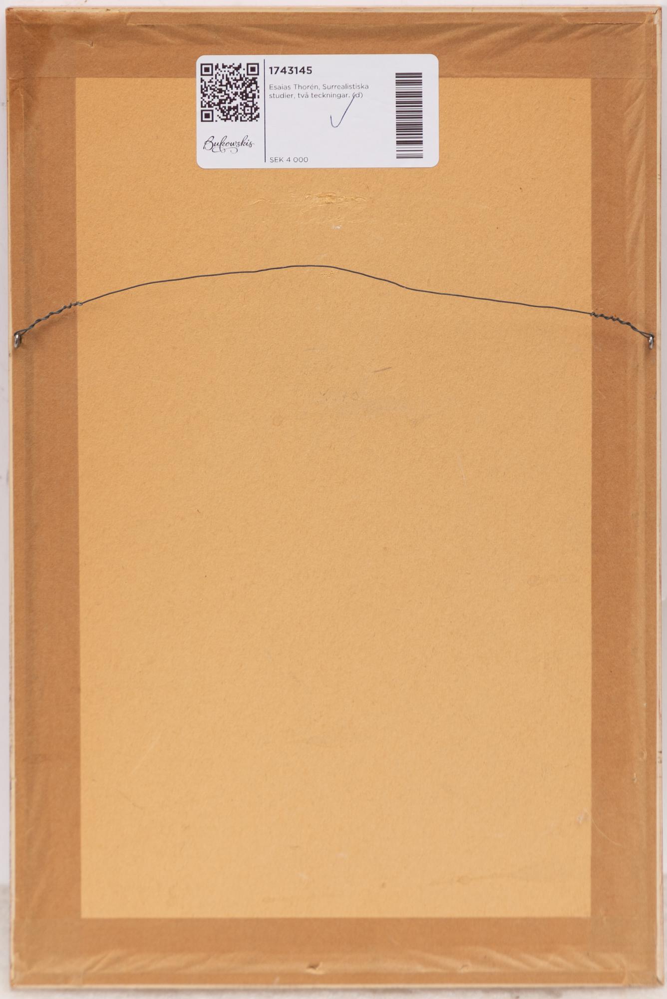 Esaias Thorén, Surrealist studies, two etchings.