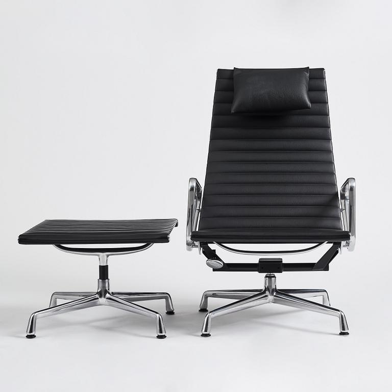 Charles & Ray Eames, an armchair and ottoman, Aluminium group model "EA 316", Vitra, 21st century.