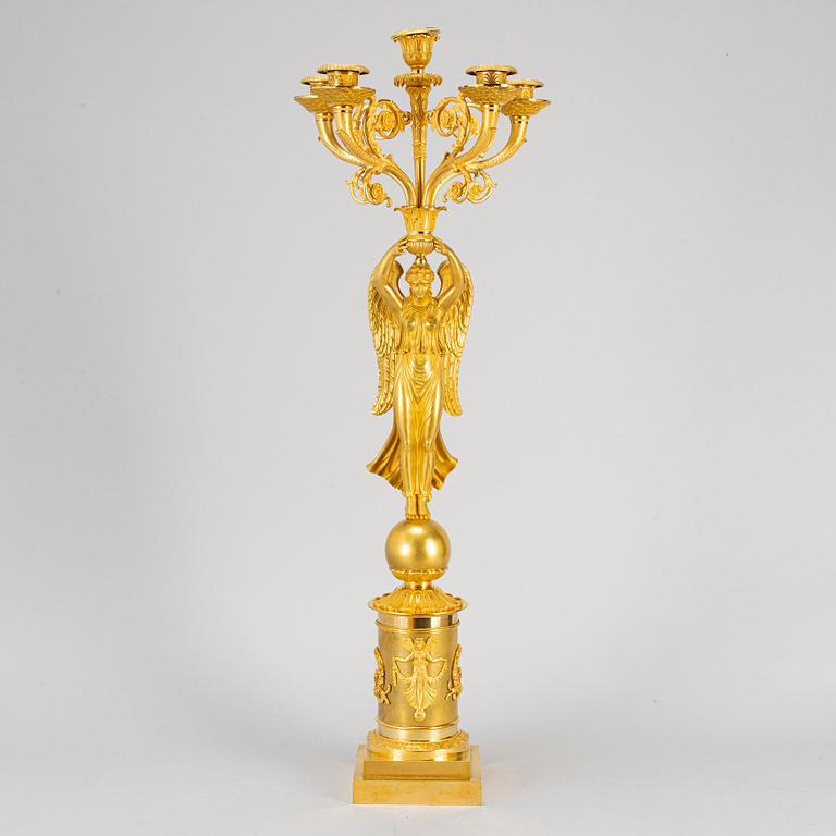 A French early 19th century five-light candelabra.