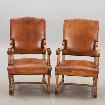 KARMSTOLAR, ett par, barockstil, 1900-talets första hälft/mitt.