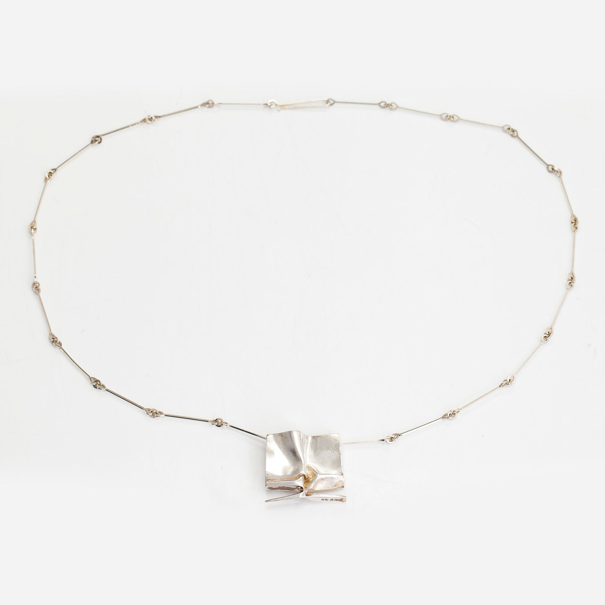Björn Weckström, halsband, brosch/hänge "Sculptor", sterlingsilver, Lapponia 1973.