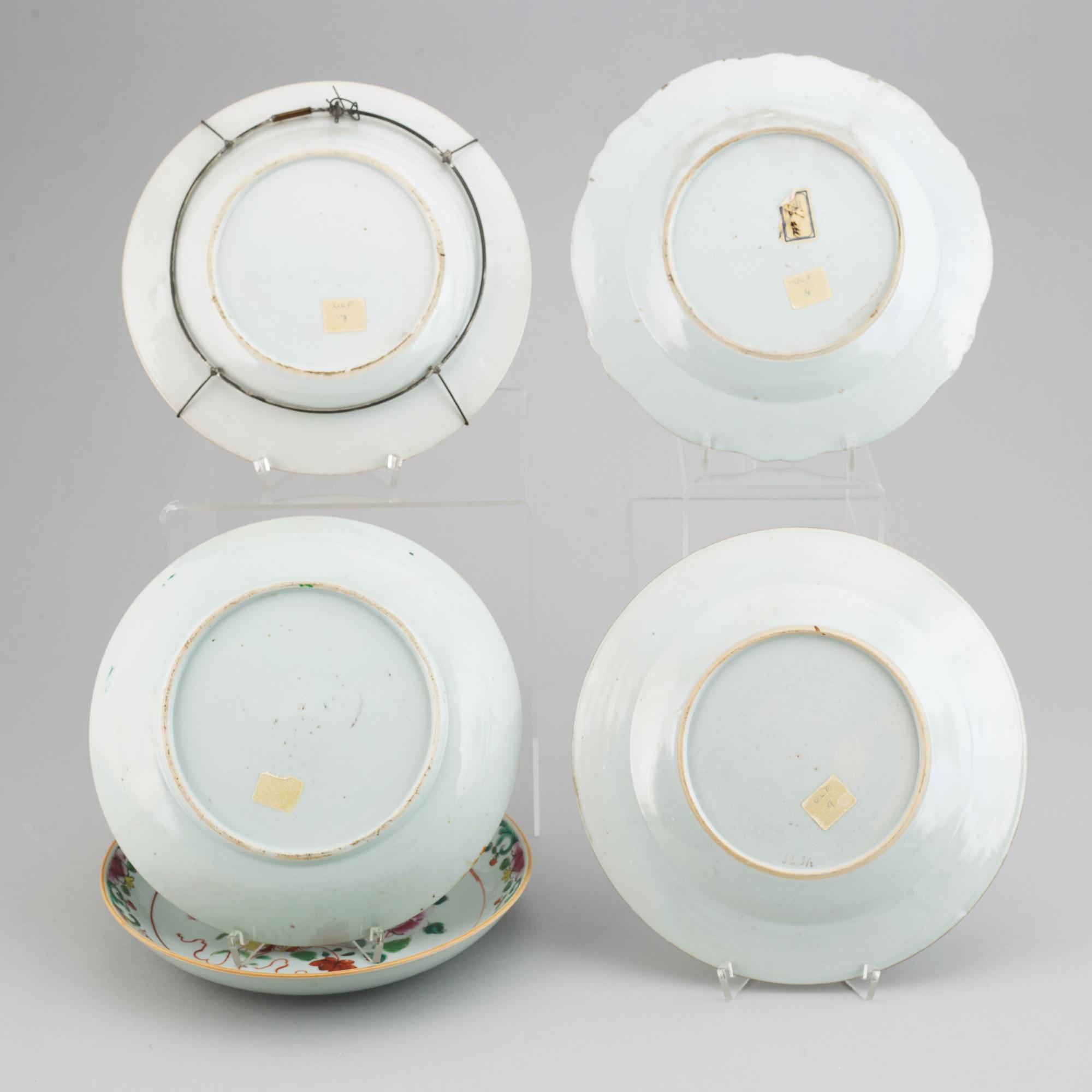 Five famille rose dishes, Qing dynasty, Qianlong (1736-95).
