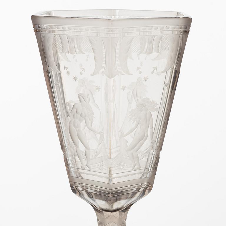 Simon Gate, Vase, "Six Graces", Orrefors, 1925.