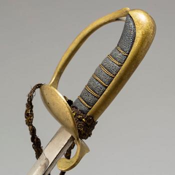 A shortened Swedish second half of the 19th century sabre with steel scabbard.