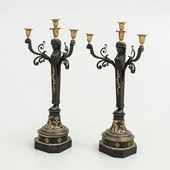 Candelabra, a pair, Empire style, mid-19th century.
