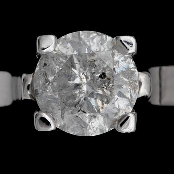 RING, enstensring, 14k vitguld med briljantslipad diamant ca0,92ct. Tot vikt 3,2g.