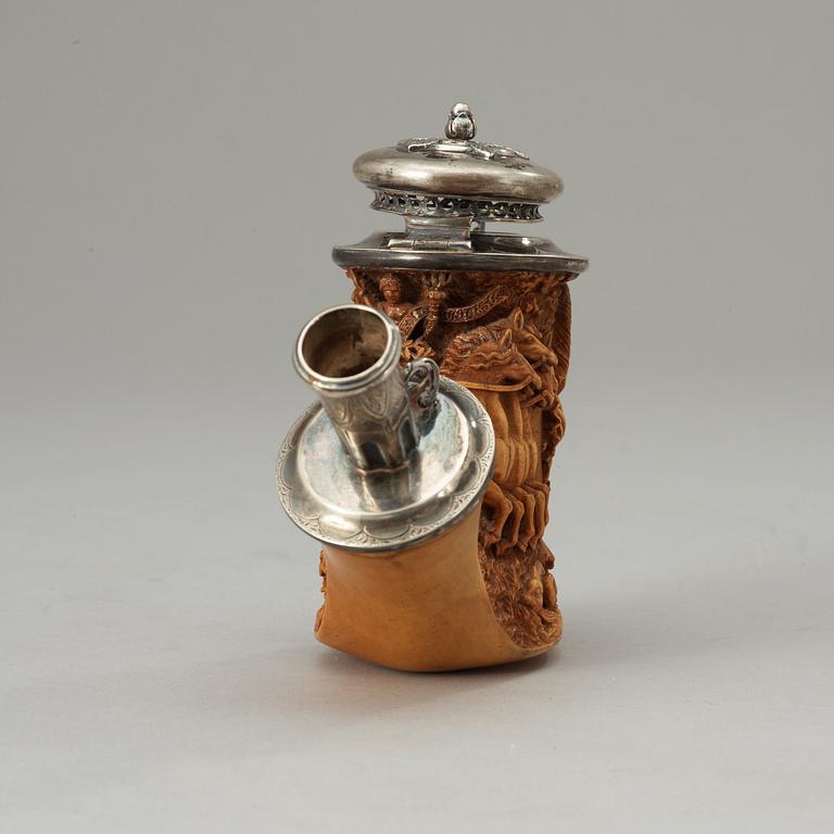 A Swedish birch carved pipe bowl by S.Isberg (not signed) dated 1856.