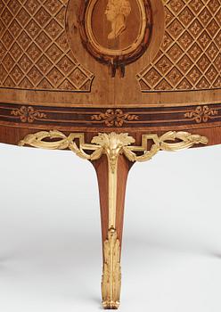 The "De Geer cabinets" a pair of demi-lune cabinets by Georg Haupt (master in Stockholm 1770-1784), Gustavian.