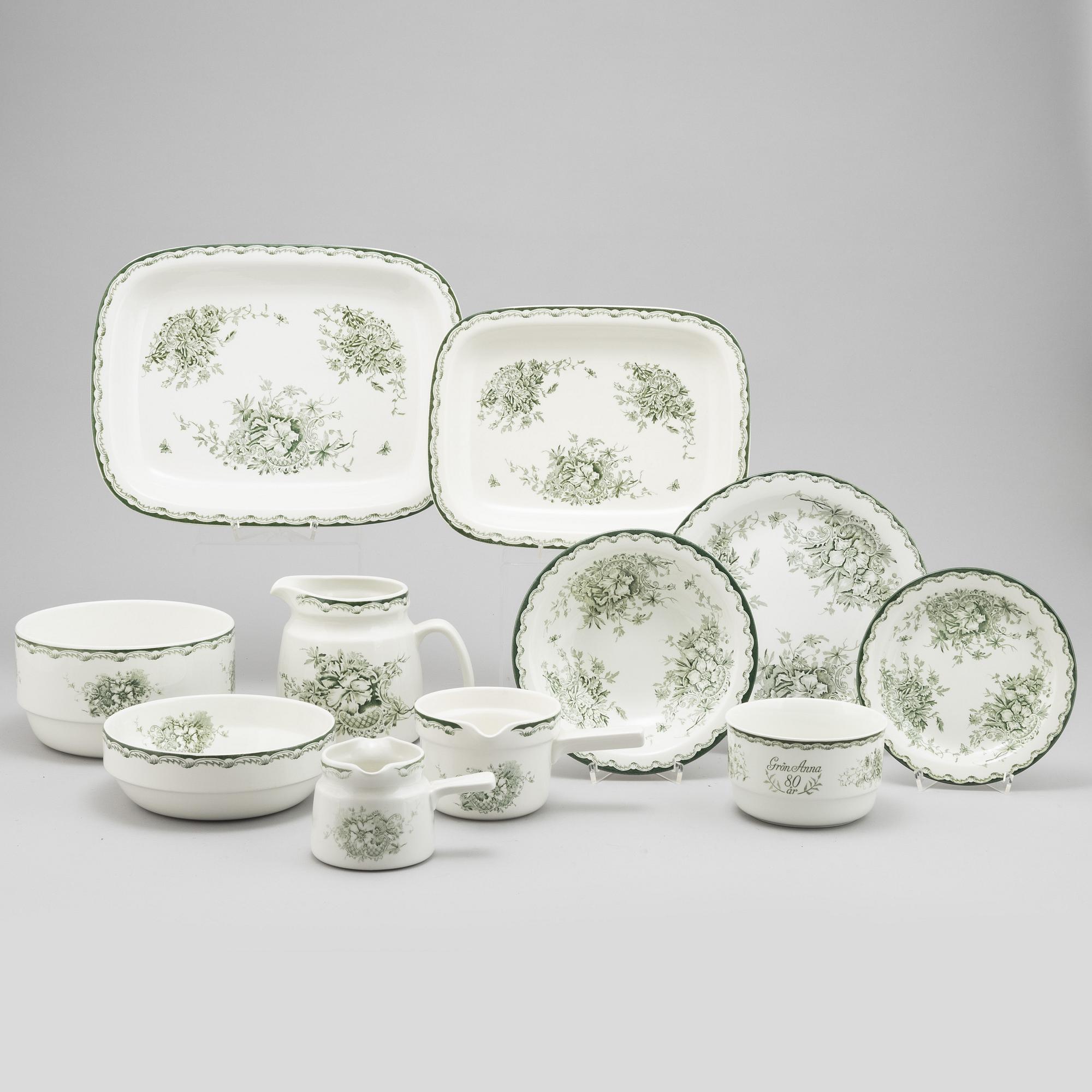 A 45 piece flintware 'Grön Anna',  dinner service, Rörstrand.