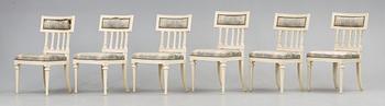 Six late Gustavian chairs by E. Ståhl, master 1794.