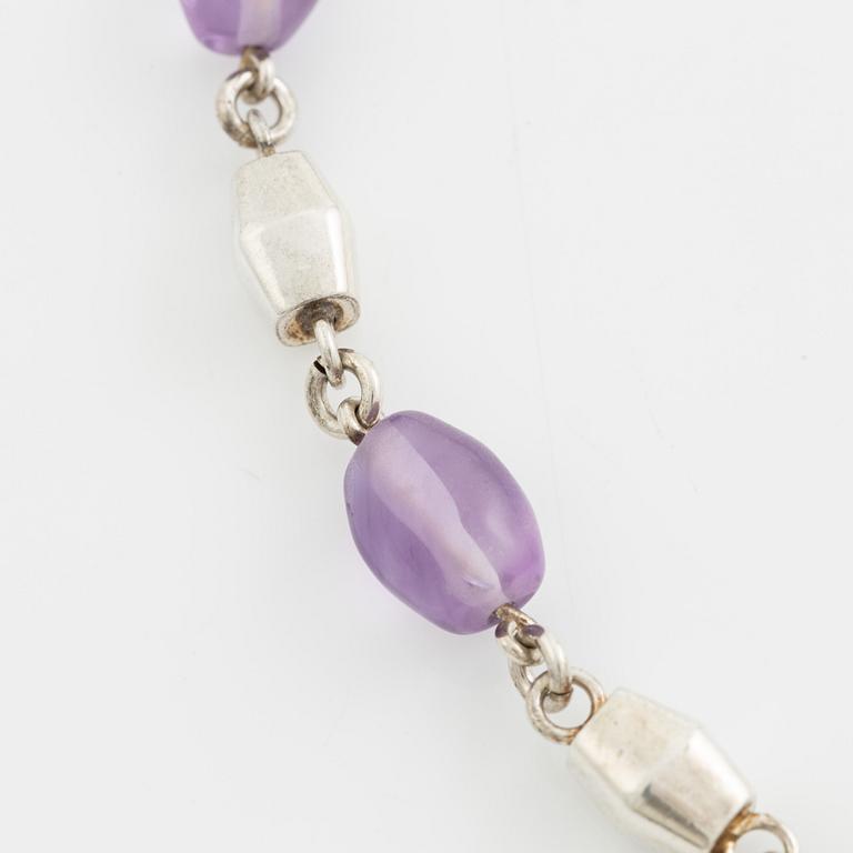 Saarela Arvo, necklace, silver with amethysts, Enköping 1966.