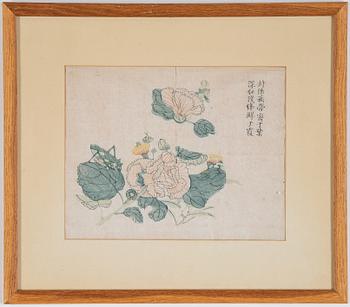 Three Chinese colour woodblock prints from album, early 20th century.