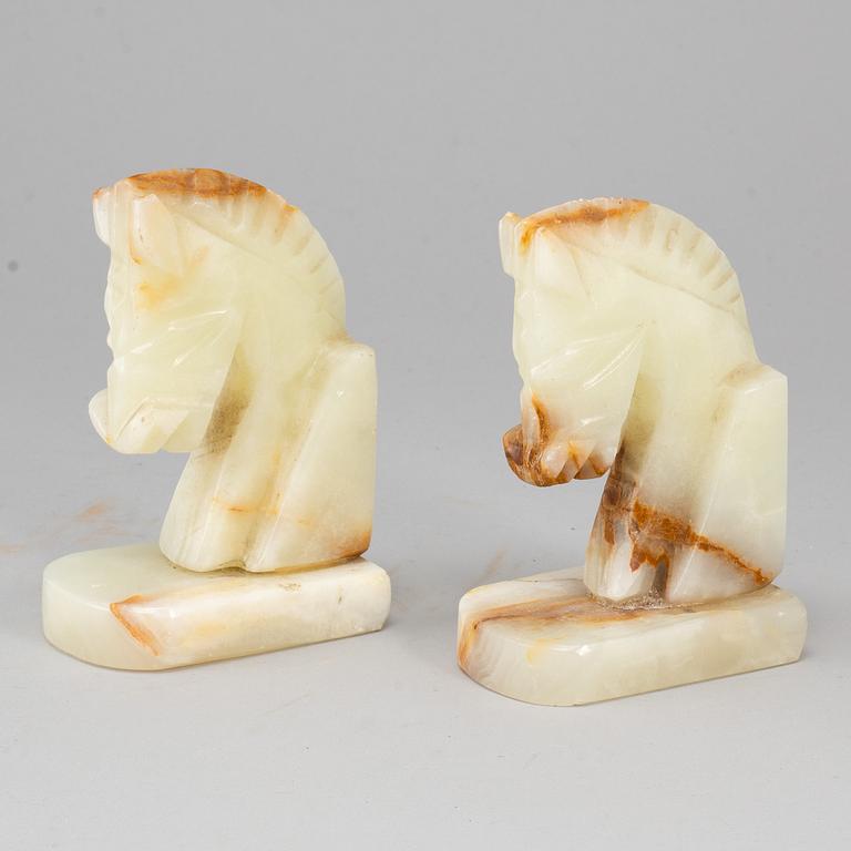 A pair of onyx book ends, 20th century.