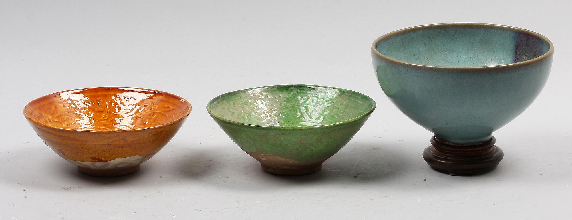 SKÅLAR, 3 st. Keramik. Kina.