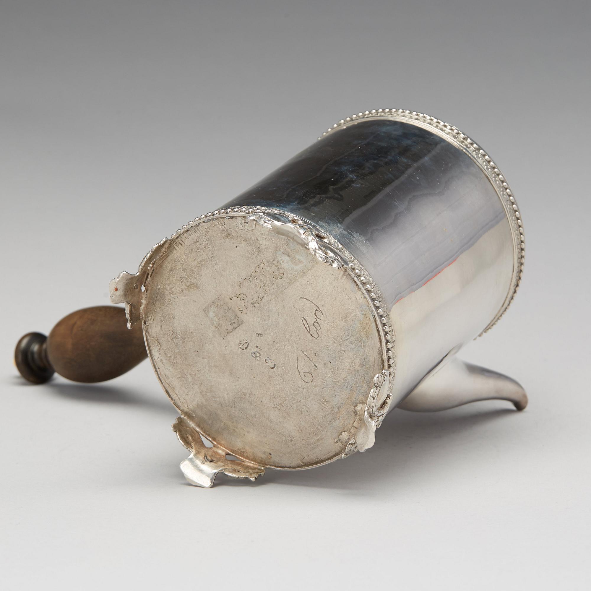Jöns Granbom, kaffekanna, silver, Stockholm 1785. Gustaviansk.