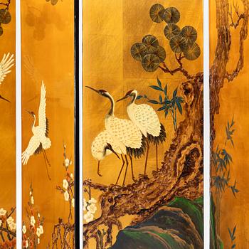 A Chinese lacquer folding screen, 20th century.