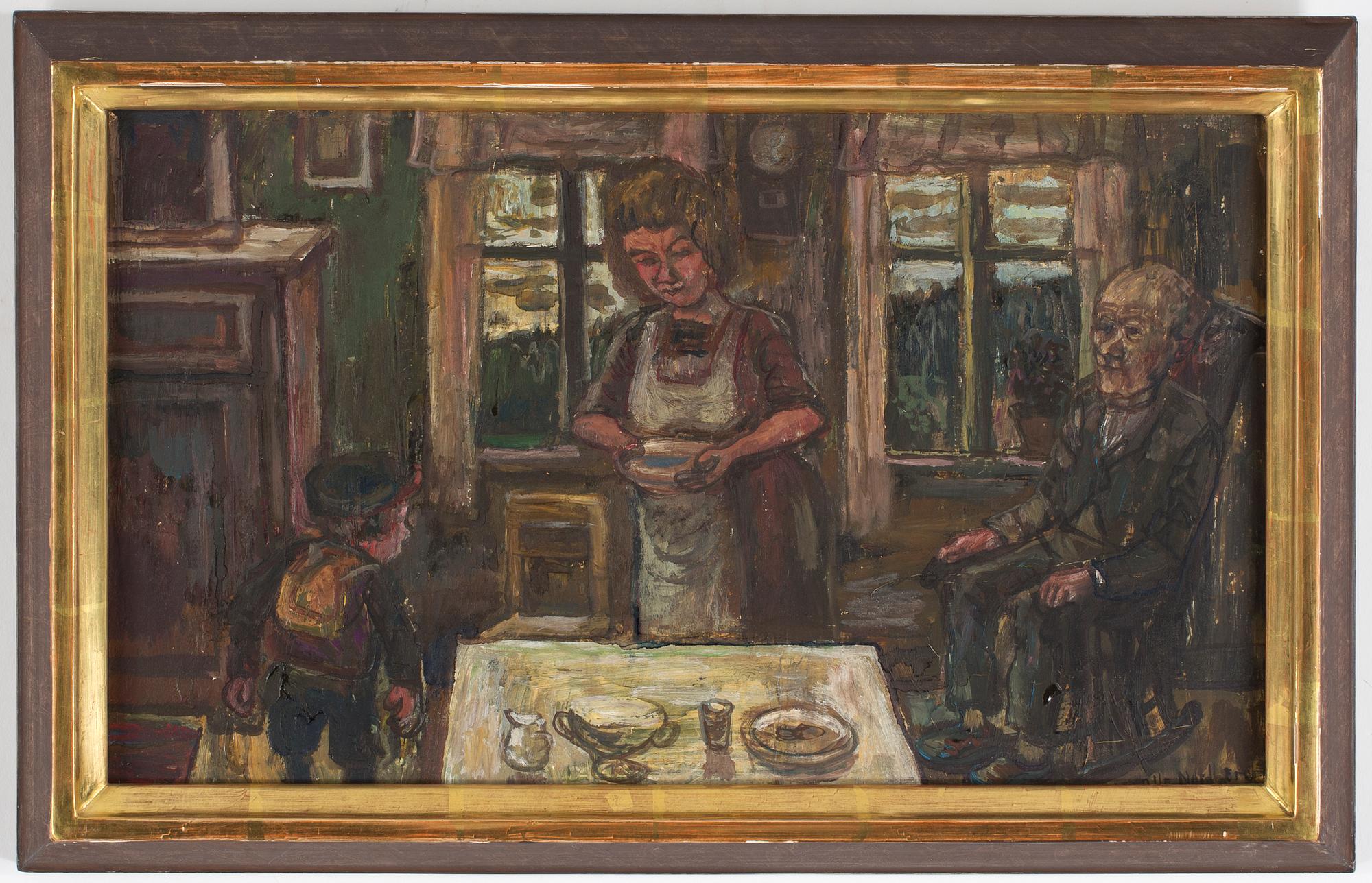 OLLE NORDBERG, olja på pannå, signerad.