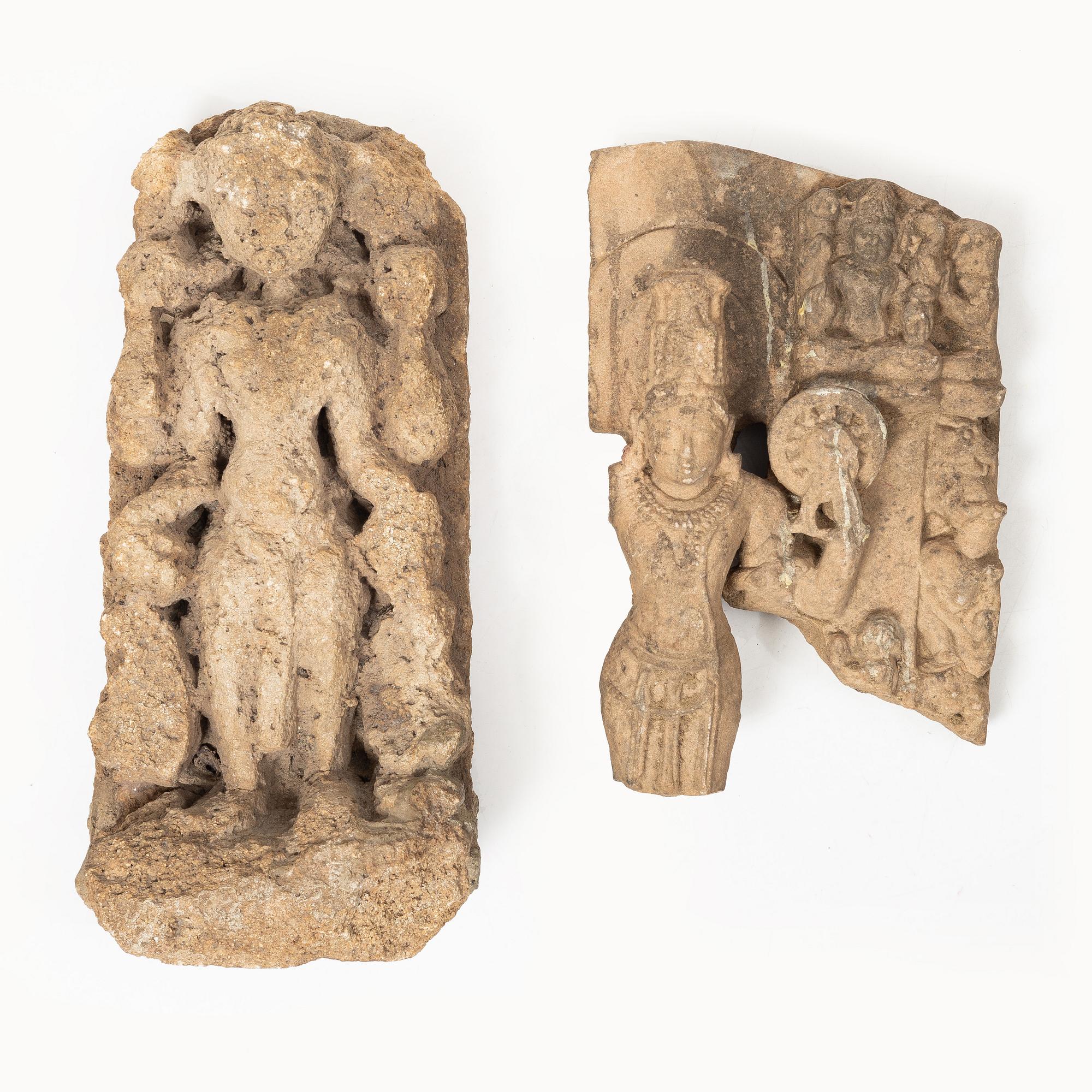 Two Indian stone fragments, 19th century or older.