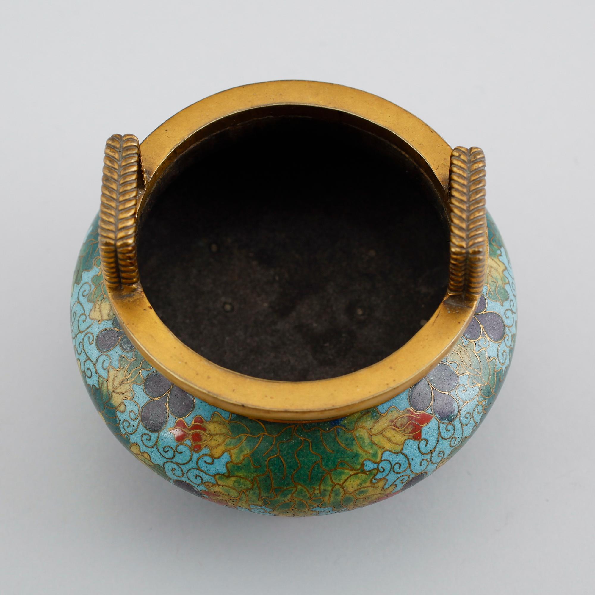 RÖKELSEKAR, cloisonné, Kina, 1800-/1900-tal.