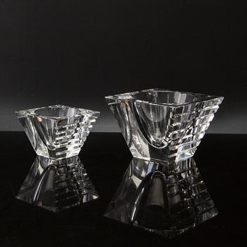 JAN JOHANSSON, two signed  Orrefors glass bowls. Models. 21th century.