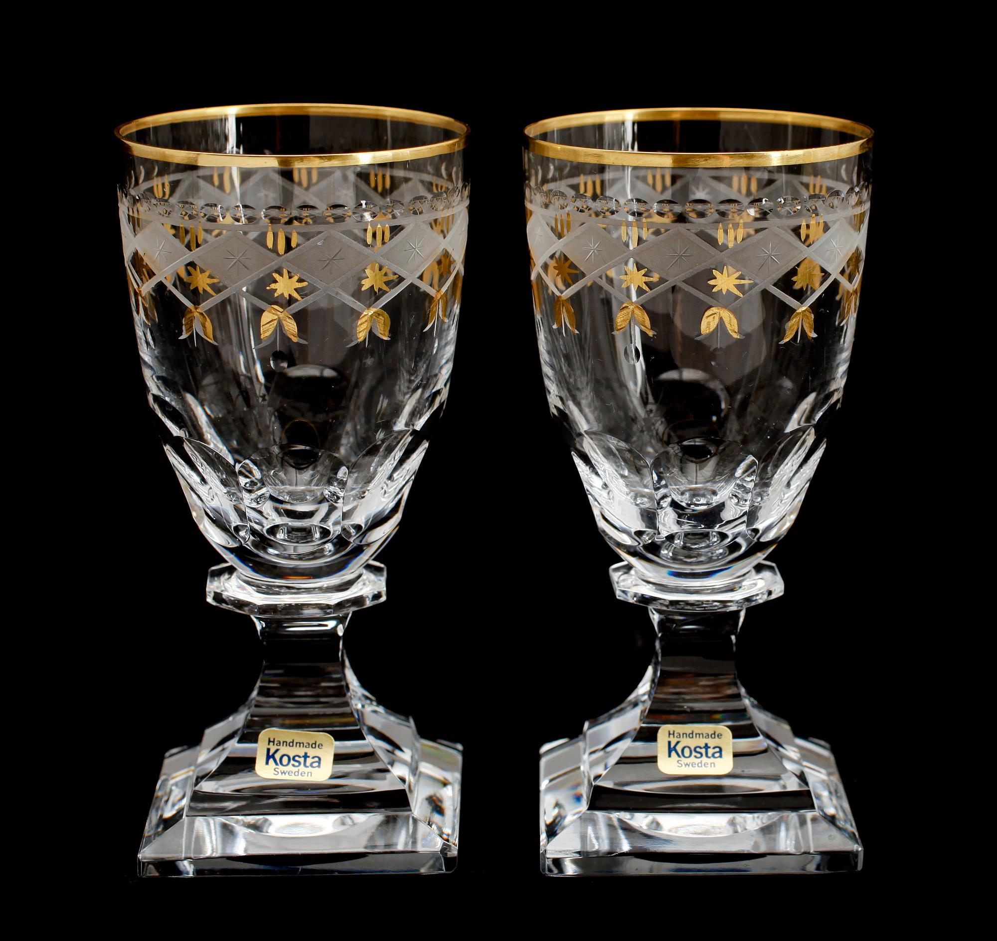 LIKÖRGLAS, 8 st, glas, "Kosta junior", Kosta, 1900-talets andra hälft.