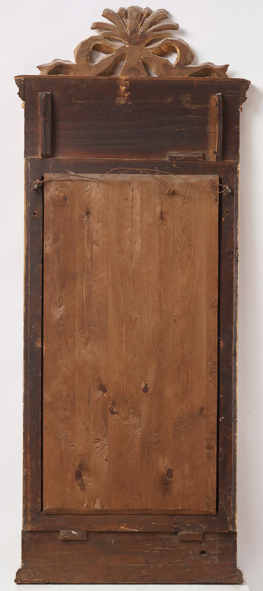 A giltwood Gustavian mirror, Stockholm, late 18th Century.